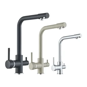 Rubinetto da cucina nero filtrato Rubinetto purificatore in ottone Doppio spruzzatore Acqua potabile Beige con miscelatore per lavello a pois Torneira