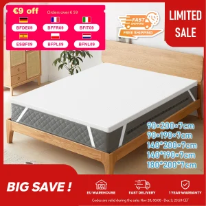 Coprimaterasso ROYGBIV con durezza H2/H3, coprimaterasso in gel per comfort e scarico della pressione, coprimaterasso altezza 7 cm, 180*200