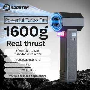 Booster Ventilatore turbo portatile a getto con illuminazione a LED, potente ventilatore d’aria senza spazzole Durevole ad alta velocità Potente spinta 4000 mA 1600 G