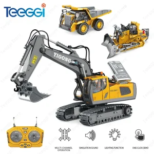 Teeggi 1:20 RC Escavatore Auto Per Bambini Giocattoli 2.4G Telecomando Autocarro Con Cassone ribaltabile Auto Bulldozer Giocattolo Radio Auto Elettrica Per Il Regalo Dei Bambini