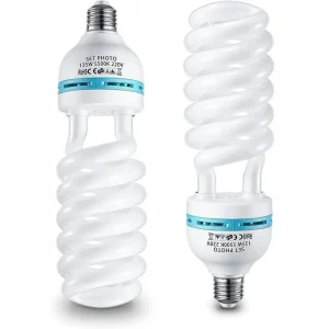 Kit di illuminazione softbox a spirale con lampadina CFL da 135W 5500K, 2 pezzi/4 pezzi, con attacco E27 per fotografia.