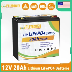 FLLYROWER 12V 20AH LiFePO4 Batteria Al Litio 4000 + Cicli Per Fish Finder Luce Per Bambini Auto di Campeggio UPS 12.8V Batteria Al Litio