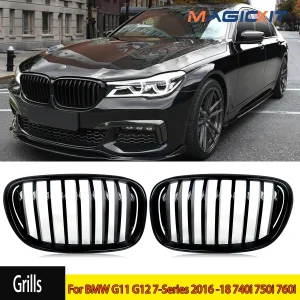 Per BMW G11 G12 Serie 7 2016 2017 2018 740i 750i 760i Nero lucido Griglie da corsa Relacement Griglia anteriore