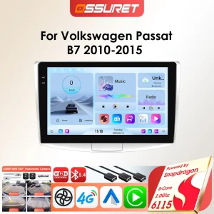 2 DIN Autoradio Android per VW Passat B7 B6 CC Volkswagen Carplay 2010-2015 Autoradio schermo multimediale GPS Audio Stereo Player