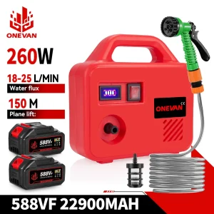 ONEVAN 260W Pompaggio Elettrico Pompa Acqua Macchina 150M Cordless Ricaricabile Giardino Rondella Strumento di Potere Per Makita 18V Batteria Spille