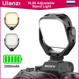 Ulanzi Vijim VL66 Luce video LED regolabile con staffa di montaggio con rotazione a 360 Luce di riempimento portatile mobile DSLR SLR ricaricabile