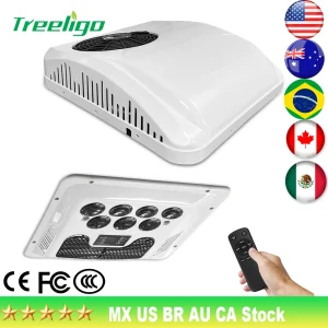 Treeligo 12V/24V 13500BTU Tetto Condizionatore D’aria Elettrico Freddo RV Tetto Parcheggio Unità AC per Camion Camper Van Roulotte Motore casa