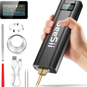Saldatrici a punti a batteria Seesii con mini saldatore a punti portatile a batteria da 5,0 Ah per saldatura a batteria 18650 fogli di nichel 80 marce