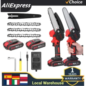 Geevorks Sega elettrica da potatura da 6 pollici Seghe elettriche ricaricabili Lavorazione del legno Logging da giardino Mini taglio a catena elettrica spazzolata