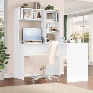 Getone Desk Scrivania ad angolo Tavolo da computer bianco a forma di L Tavolo da ufficio per studio Home Office 124,7X107,8X152,5 cm