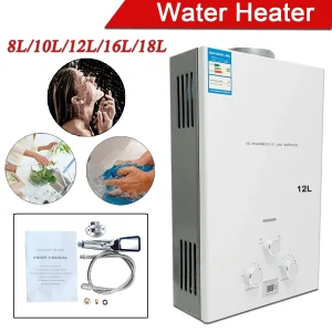 Scaldabagno senza serbatoio a propano 8/10/12/16/18L scaldabagno istantaneo senza serbatoio a Gas propano campeggio all’aperto con Kit soffione doccia