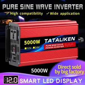 Inverter DC12V/24V a AC 220V Tensione 50/60HZ Trasformatore solare di potenza Convertitore di onde sinusoidali pure con display a LED Presa universale