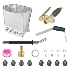Pistola a spruzzo per cemento a 4 getti Spruzzatore per stucco da parete Spruzzatore per gesso Pistola a spruzzo per malta Tramoggia Strumento per pistola a spruzzo per vernice da parete