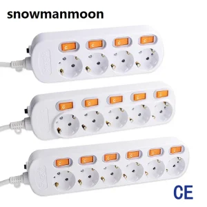 Multipresa elettrica Protezione contro le sovratensioni 3/4/5/6 Prese UE Interruttori di controllo indipendenti 16A Prese per cavo di prolunga da 1,5/2,5 m