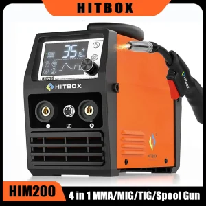 Saldatrice MIG Semi-Automatica HITBOX 220V HIM200 4 in 1 MMA/MIG/Lift TIG/Spool Gun Portatile Inverter per Saldatura Domestica