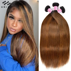 UNICE Hair Balayage Fasci di capelli umani lisci 1/3/4 pezzi # FB30 precolorato da cucire in fasci di estensioni dei capelli umani