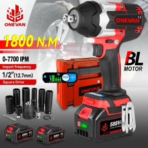 Chiave a percussione elettrica senza spazzole 1800N.M 1/2 pollici Cordless Trapano avvitatore Chiave dinamometrica Strumento di riparazione auto per Makita 18V Batteria Pin