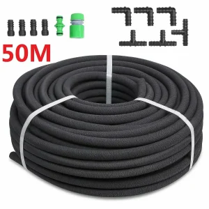 Tubo dell’acqua perforato da 50m tubo flessibile in gomma PE nero interrato irregolare microporoso uniforme irrigazione del giardino dell’acqua