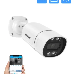 Telecamera IP H.View 5Mp 8Mp 4K PoE con Rilevamento Facciale AI, Telecamere di Sicurezza CCTV H.265 per Esterni, Videosorveglianza Audio Video Onvif Xmeye