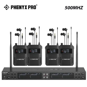 Phenyx Pro Quad-Channel 500mhz Mono sistema di monitoraggio In-Ear Wireless con uscite a 4 Loop frequenze UHF supporto Rack per Studio/banda
