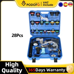 28Pcs Tester di pressione del radiatore universale Set sistema di raffreddamento a vuoto Tester di perdite strumento di rilevamento perdite del serbatoio dell’acqua per Auto Auto