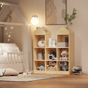 Organizzatore di stoccaggio per giocattoli Scaffale per bambini a 8 caricette Libreria bianca Scaffale per armadietto per casetta da gioco per bambini per sala giochi