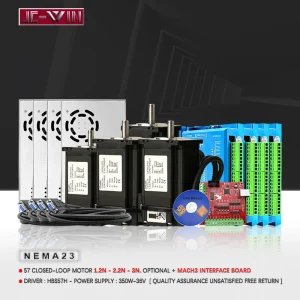 3/4 Kit 3N 2.2N 1.2N Sistema ad anello chiuso: Motore passo-passo NEMA23 con servoazionamento ibrido e alimentatore + cavo della scheda di interfaccia MACH3