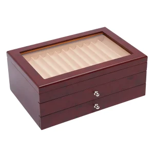 31*21*12 cm Scatola di visualizzazione per penne in legno a 3 strati 34 Scatola per organizer per penne Vetrina per penne e scatola per organizer per collezionisti di penne stilografiche
