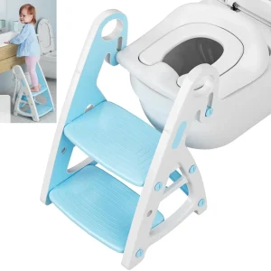 Sedile WC per bambini con scale Sedile WC per bambini 2in1 con sgabello, supporto triangolare, vasino con imbottitura in PU