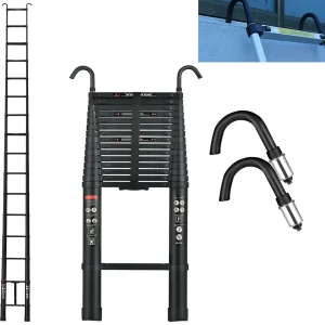Scale telescopiche per impieghi gravosi da 6.2M/20,3 piedi con ganci 14 gradini estensibili in alluminio per lavori di tetto per interni ed esterni multiuso