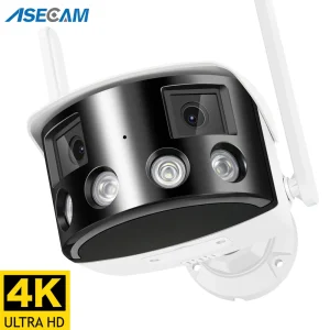 Telecamera IP CCTV panoramica a doppio obiettivo WIFI 4K 8MP 180 °   Ampio angolo di visione Audio esterno Onvif 4MP Sorveglianza di sicurezza ICSEE