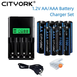 CITYORK batterie ricaricabili AA + AAA da 1,2 V AA 3000 mAh AAA 1100 mAh aa 2A Batteria aaa nimh e caricabatterie LCD AA AAA da 1,2 V