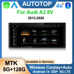 AUTOTOP 10.25 “Android 14 autoradio per Audi A3 8V 2012-2020 Wireless CarPlay Android Auto navigazione GPS BT 2Din Car Multimedia