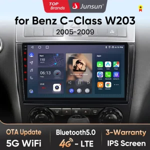 Junsun AI Wireless CarPlay per Apple Android Auto Car Radio per Mercedes Benz classe C W203 2005-2009 C230 Navi BT DSP RDS GPS FM