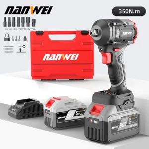 NANWEI Chiave agli ioni di litio senza spazzole 350NM Chiave per riparazione auto a coppia elevata Chiave elettrica di grado industriale Rimozione pneumatici per auto