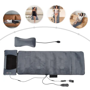 Tappetino per massaggio completo del corpo a 9 livelli 24w con cuscino per massaggio termico Cuscino per massaggio al collo rimovibile e airbag per decompressione della vita