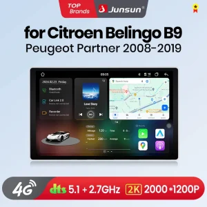 Junsun V3 Plus 2K CarPlay Android Auto Car sistemi intelligenti per Citroen Berlingo B9 Peugeot Partner 2008-2019 Autoradio