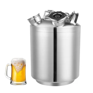 Kit di pulizia della linea di birra con barile di pulizia da 10 litri con accoppiatore 2D Detergente per linea di birra in acciaio inossidabile per kit di pulizia della linea di birra Argento