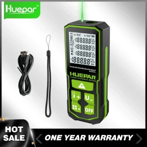 Huepar Green Beam Laser Telemetro Misuratore di distanza digitale 60M/100M/120M Schermo LCD Multifunzione Trena Strumenti di misura laser