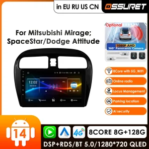 Per Mirage 2012-2023 Mitsubishi Space Star per Dodge Attitude 2din Radio Multimedia Video GPS CarPlay Auto 2 Din per Tesla Style