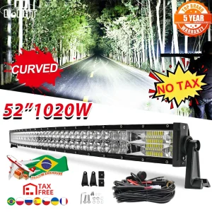 CO LUCE Barra luminosa a LED a 2 file Offroad 52 “1020W Barra principale combinata per camion ATV UAZ Niva 4×4 12V 24V Luci Barra da lavoro di guida a LED