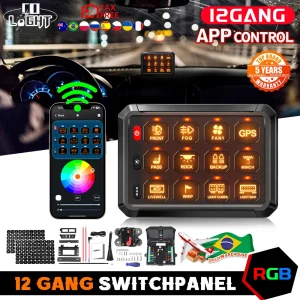 COLIGHT Pannello interruttori a 12/8 gruppi con controllo app Accensione/spegnimento Pannello interruttori multifunzione 12V 24V per camion Auto Barca Camion RV SUV