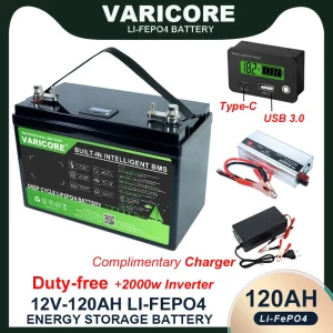 Batteria LiFePO4 12V 120ah 160Ah 180ah all’aperto Auto da turismo Uscita USB 3.0 multifunzionale per pannelli solari da viaggio Caricatore da 14,6 V