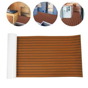 Tappetino in teak di schiuma EVA 240×90 cm Tappetino autoadesivo antiscivolo spesso 6 mm Tappeto marino impermeabile tagliabile per ponte di barca RV Yacht