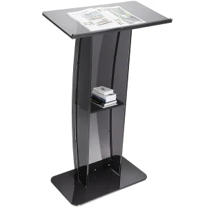 SucceBuy 47″ Supporto per podio in acrilico da pavimento Pulpito trasparente Leggii da tavolo in acrilico con ripiano per la scuola dell’ufficio della chiesa