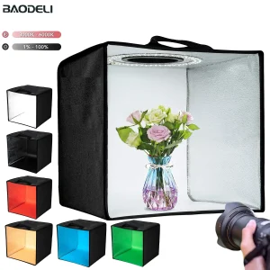 30 cm 12 pollici Photo Studio Light Box Fotografia Luminosità regolabile Kit tenda da tiro con 120 luci a LED 6 fondali Piccoli oggetti