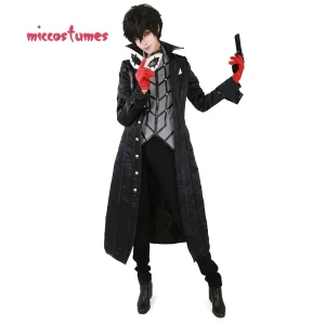 Miccostumes Joker da uomo Cosplay Costume anime da uomo Cappotto Camicia Guanti e copertura per gli occhi per costume cosplay ladro