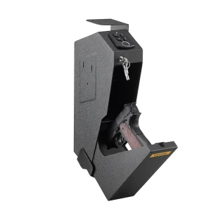 SucceBuy OS580C SE Pistola per pistola Cassetta di sicurezza Blocco tastiera digitale per impronte digitali con 2 chiavi Deposito di sicurezza per armi sotto il tavolo