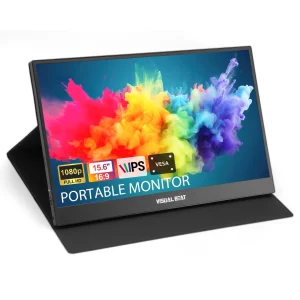 VISUAL BEAT Monitor portatile 15.6 “FHD 1080P USB-C Display del Computer pannello IPS HDR con Dual-Speakers HDMI VESA per Laptop Mac PC