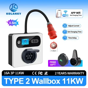 Kolanky 16A 11KW EV Caricatore Mobile Wallbox CEE a Tipo 2 Presa tramite Tuya APP Set Tempo di ricarica per auto ibrida per veicoli elettrici